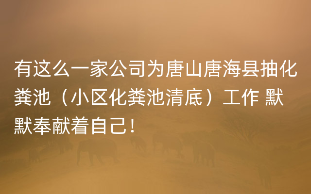 有這麼一家公司為唐山唐海縣抽化糞池(小區化糞池清底)工作 默默奉獻